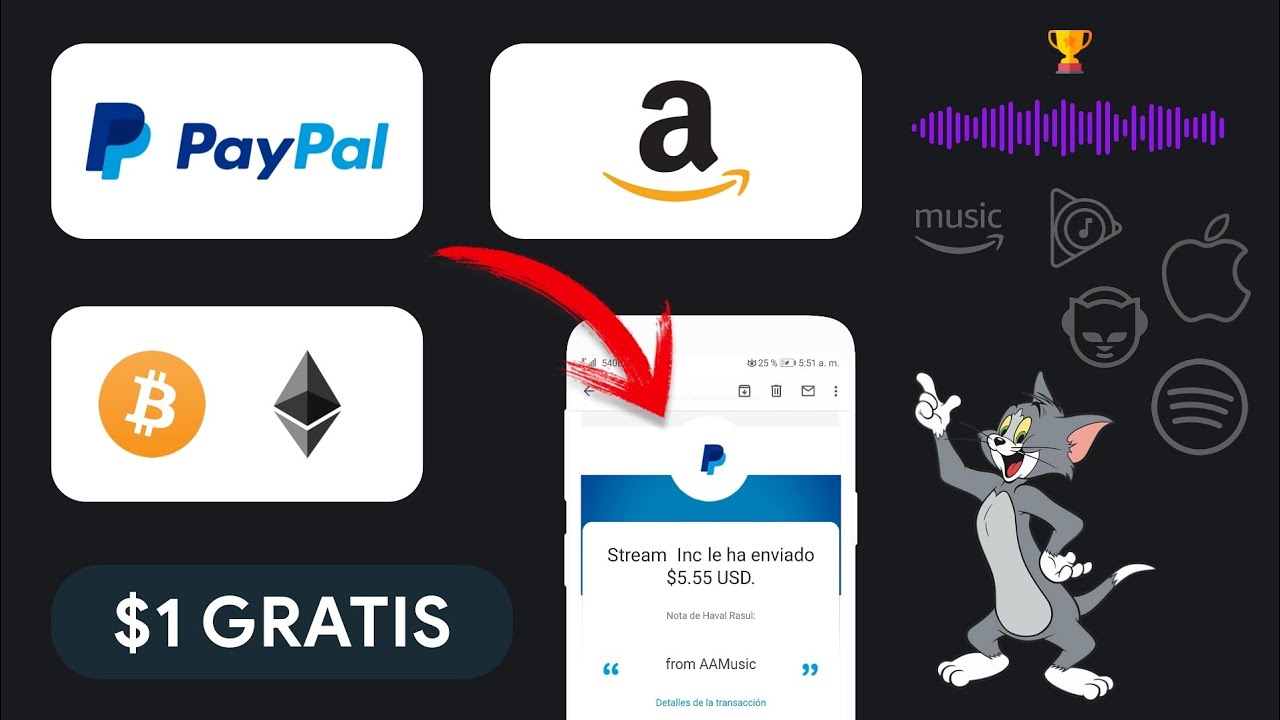 La MEJOR! App? para GANAR DINERO a PayPal y Coinbase 2020?Aa Music App PAGA Gana DINERO a PayPal