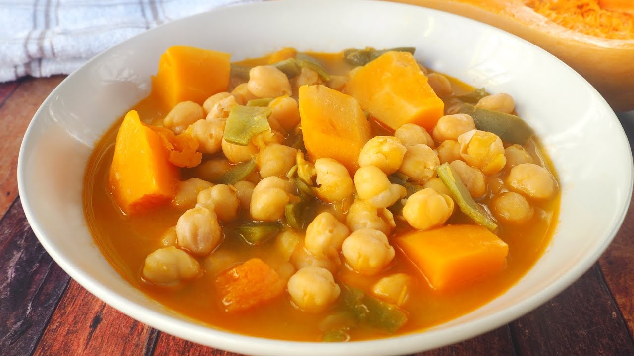 🥄Potaje de Garbanzos con Calabaza 🎃 y Judías Verdes - Olla Rápida 【 2021 】 | Hacerlo Como