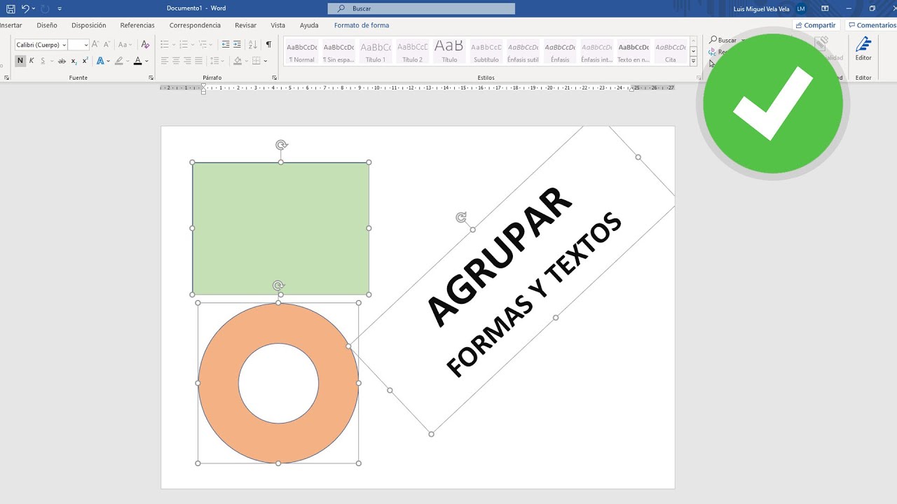 Como agrupar Textos y Formas en Word