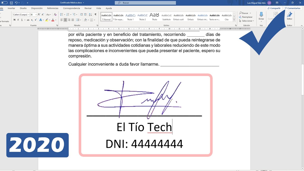 Como Insertar una firma en WORD (Hacer una firma 2020)