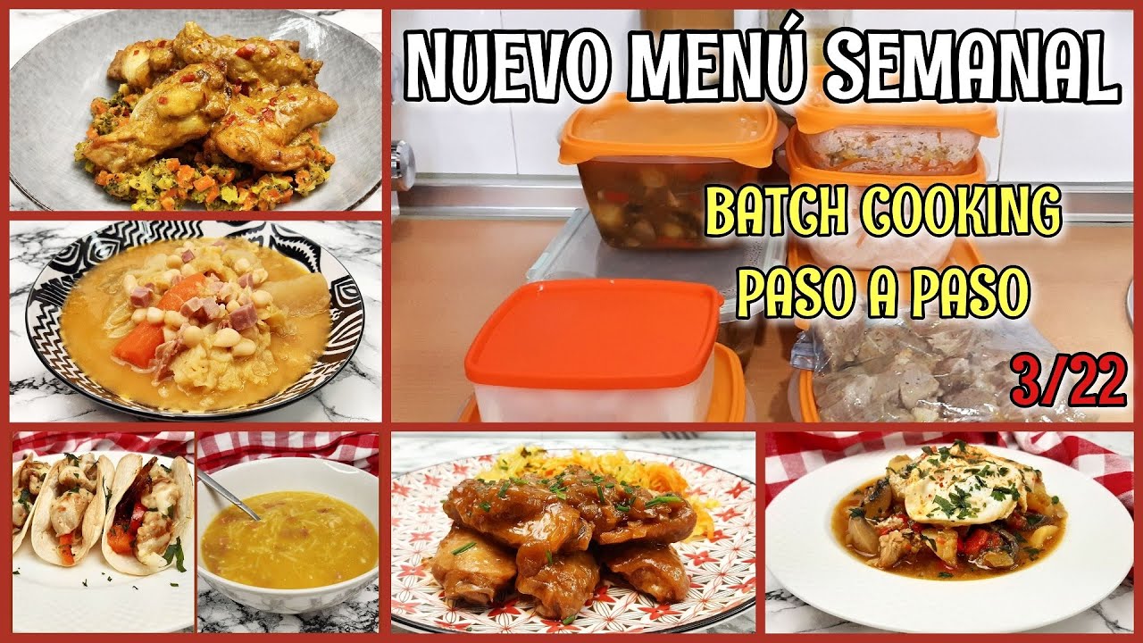? NUEVO Batch Cooking PASO a PASO Menú Semanal COMPLETO para 5 DÍAS. Meal Prep Español.