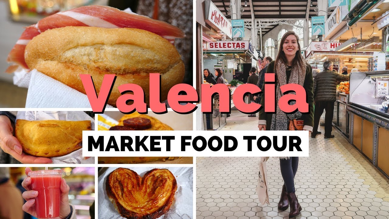 Gira gastronómica española en el mercado central de Valencia, España
