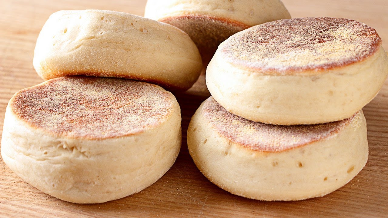 Muffin inglés auténtico - PAN de desyuno hecho sin horno ¡EN SARTÉN!
