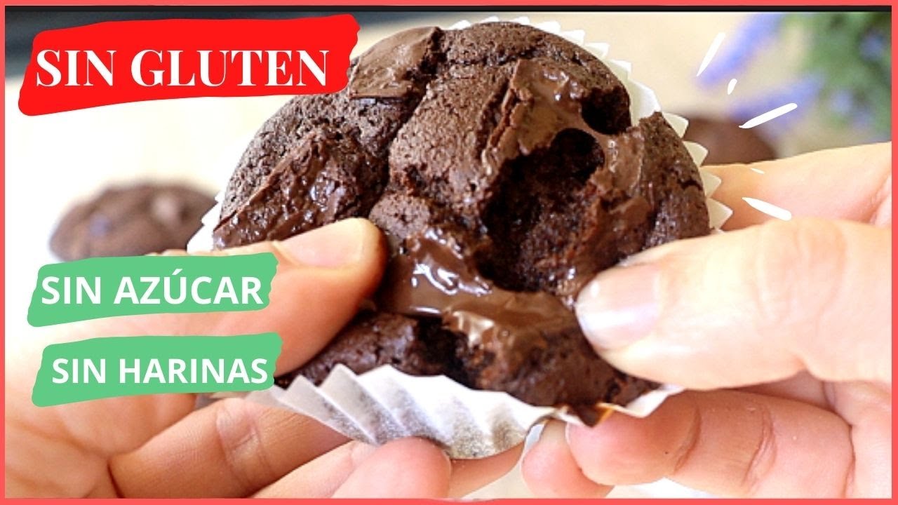 Muffins, Magdalenas de chocolate SALUDABLES SIN GLUTEN, SIN AZÚCAR,SIN HARINA