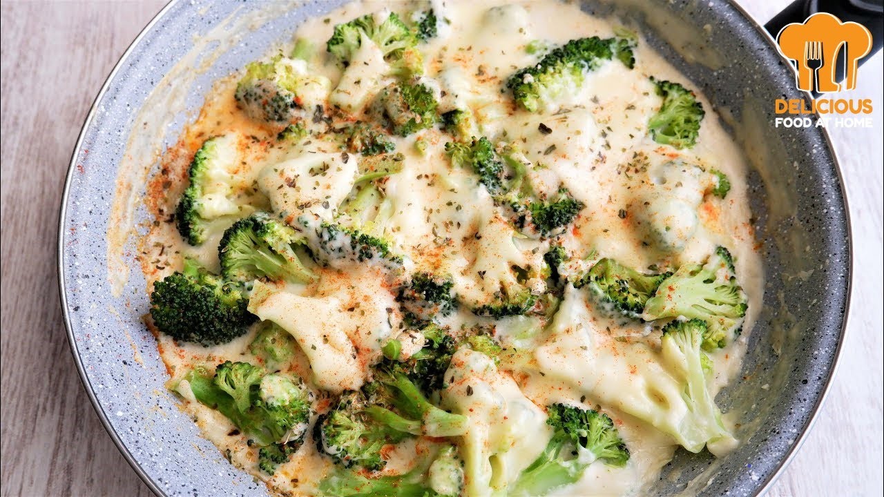 Receta de brócoli con mozzarella al sarten. ¡Receta en 10 minutos! rápida y fácil