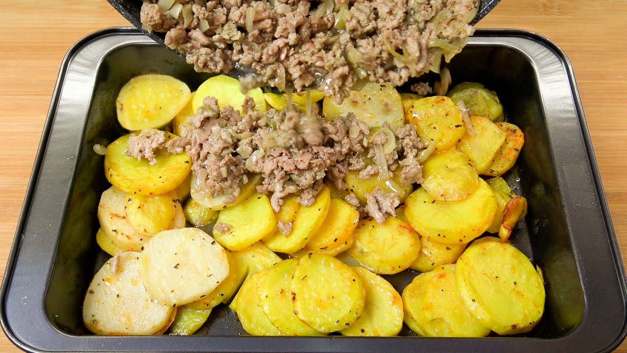 sencilla y rápida receta, delicioso patatas con carne picada harán las delicias de toda la familia
