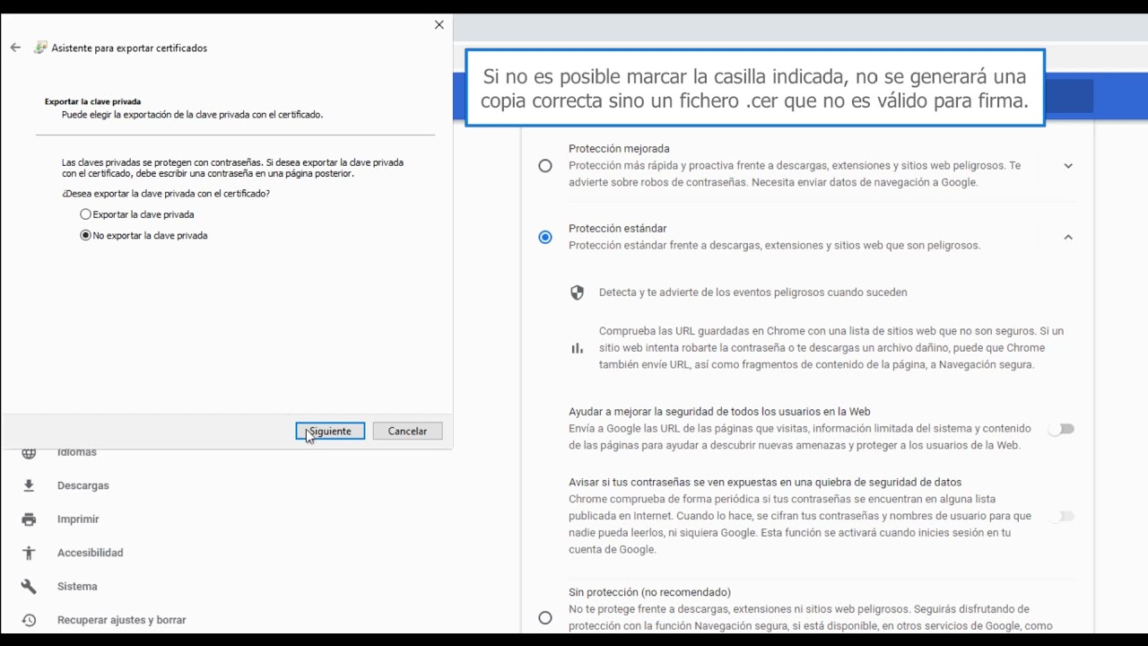 Cómo hacer una copia de seguridad del certificado en Google Chrome