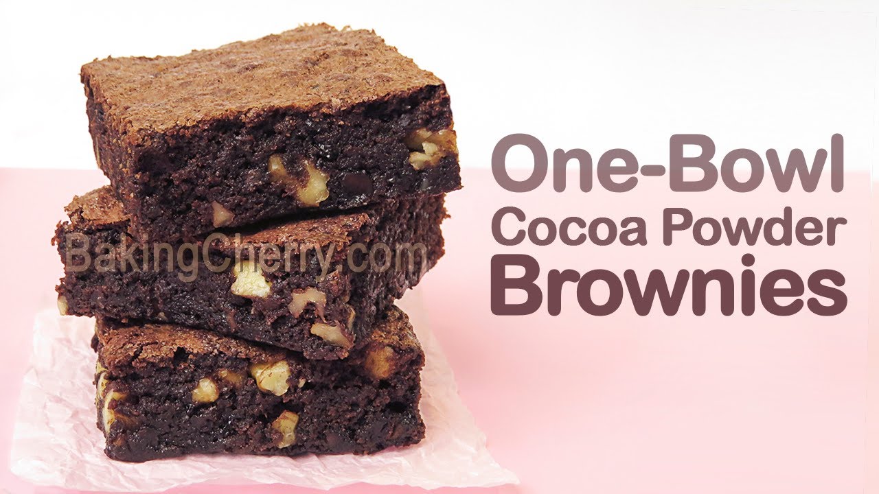 5-Minute One-Bowl Cocoa Powder Brownies | The Best Fudgy Brownies Recipe | Baking Cherry