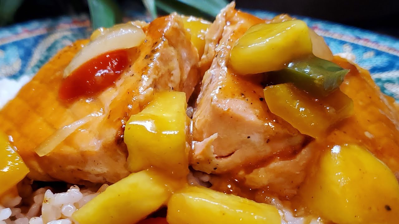Como hacer Salmon con piña agridulce! / Sweet and sour pineapple grilled salmon. #ruthysucocina