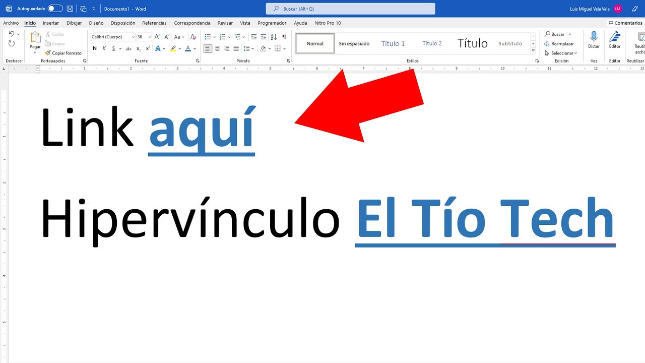 Como insertar un HIPERVINCULO en WORD