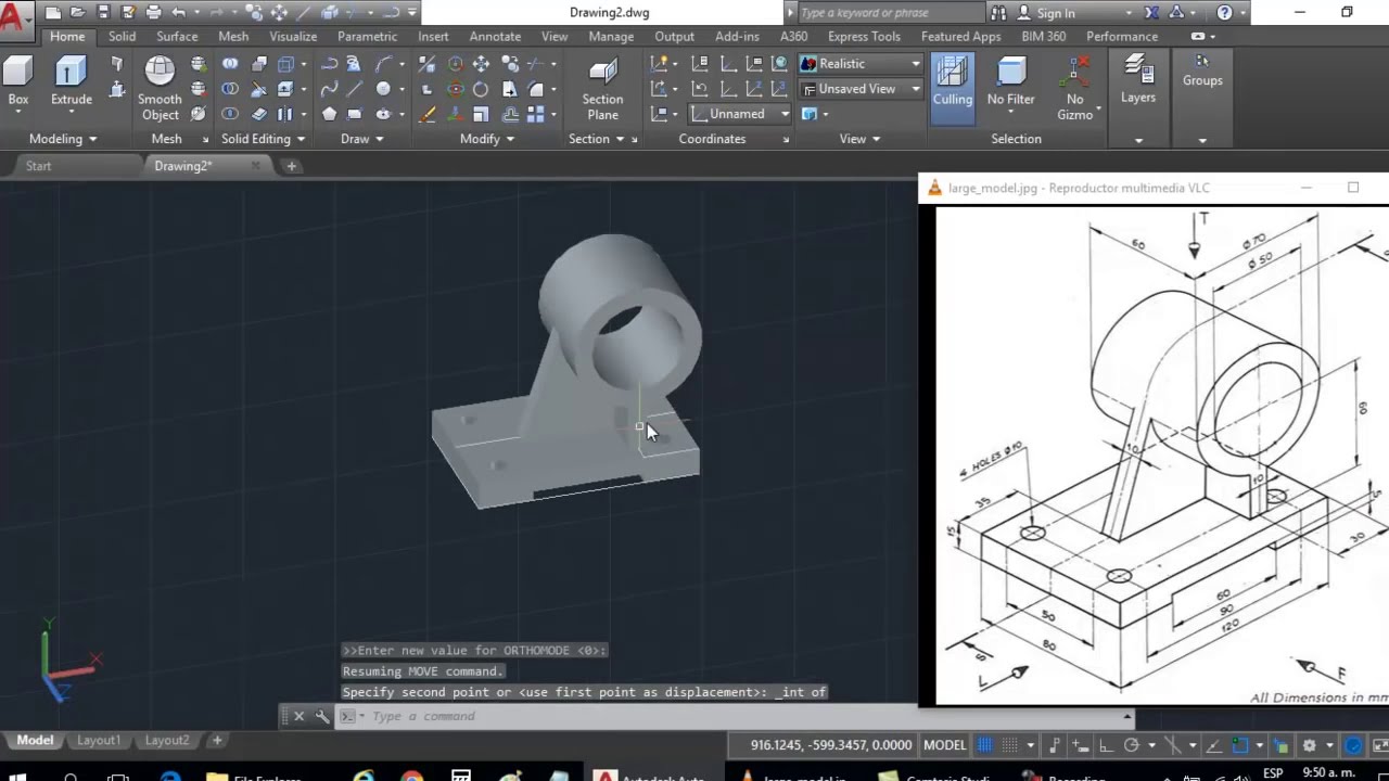 Dibujo 3D en AutoCAD para principiantes - modelado de solido- Extrude Presspull