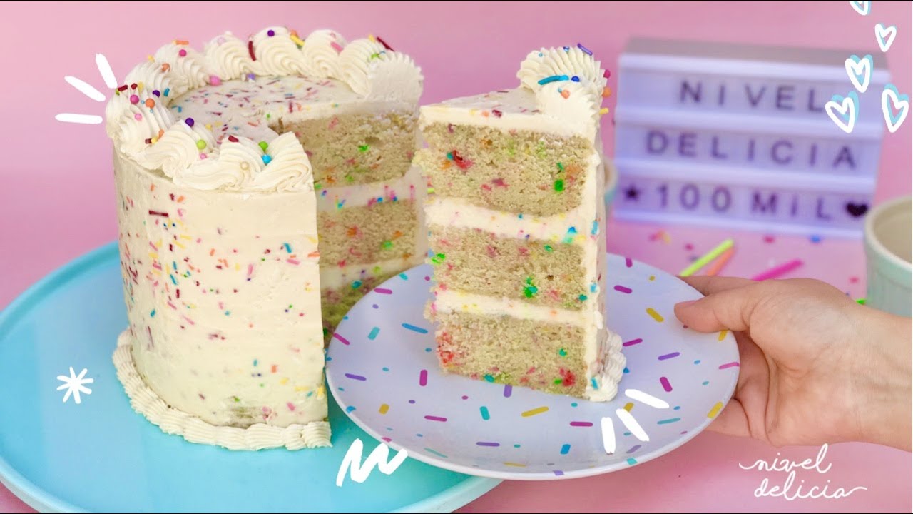 🥳🎉 PASTEL de FIESTA 🎉 FUNFETTI CAKE o BIRTHDAY CAKE 🎊 Pastel de cumpleaños de confeti divertido
