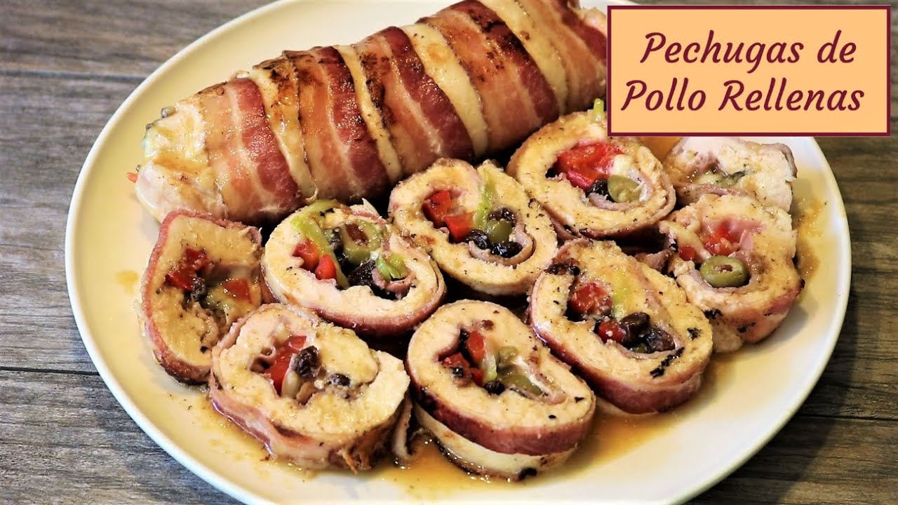 Pechugas de Pollo Rellenas y envueltas con Panceta - Fácil y Delicioso!