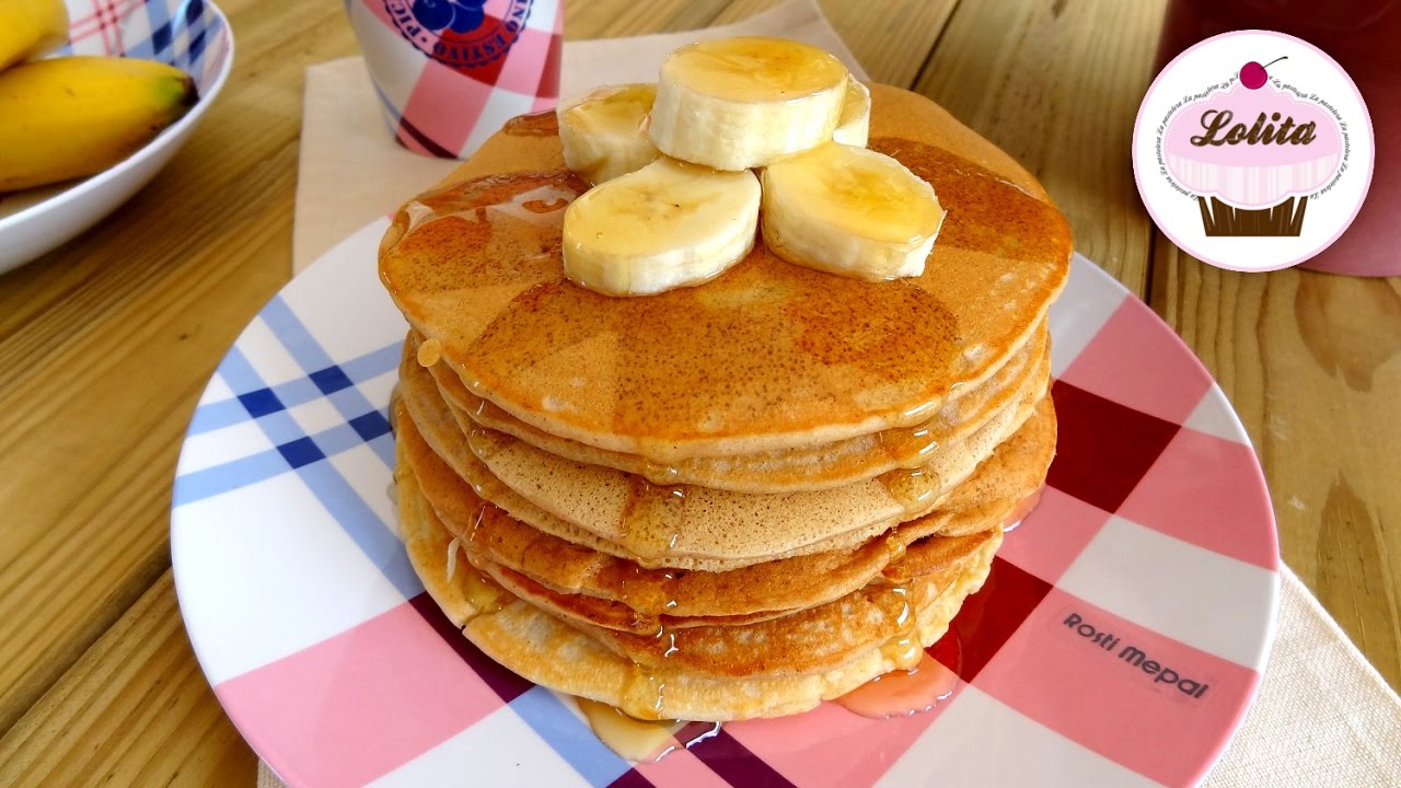 Receta de pancakes americanos de plátano con miel | Pancakes saludables