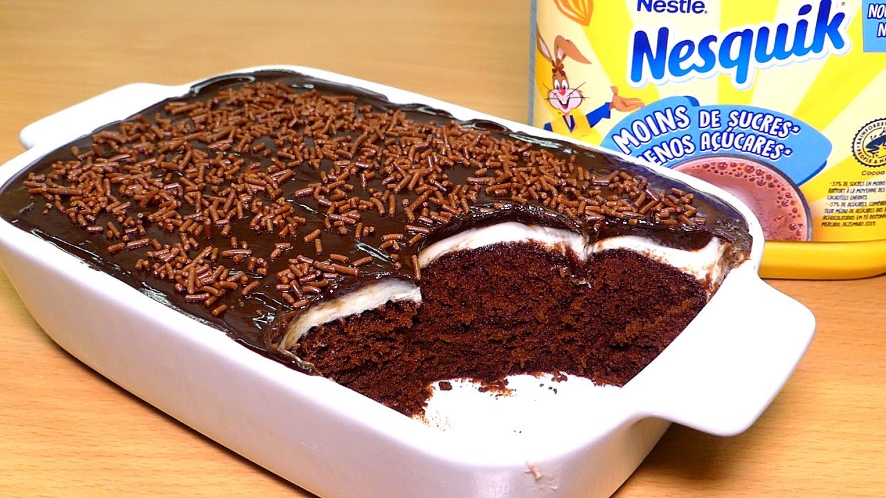 [Sin horno, sin huevo] Brownie de chocolate Nesquik | Pastel de chocolate Nesquik al microondas