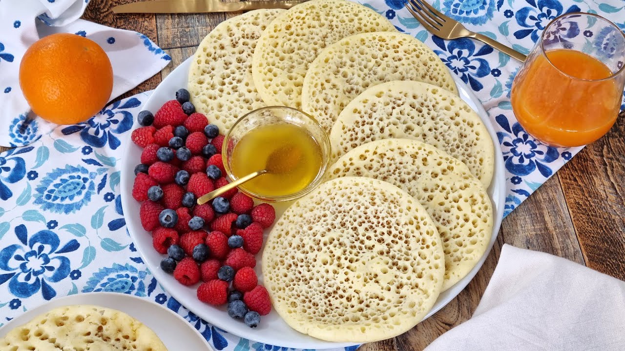 ¡Sin huevo! ¡El desayuno de crepes de los mil agujeros! | BAGHRIR Receta de Tortitas árabes