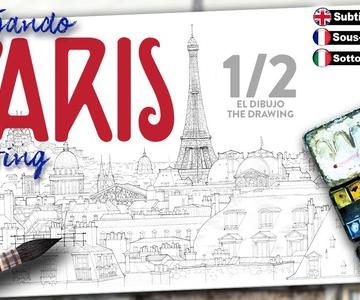 (1) Dibujo de Paris paso a paso, lápiz/rotulador, tutorial. Step by step detailed drawing of Paris