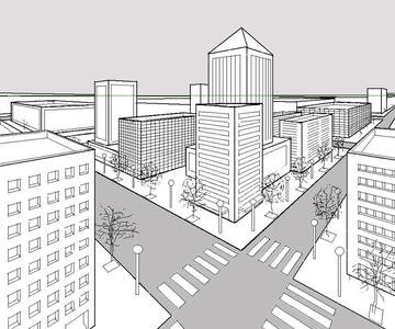 Cómo dibujar una ciudad en perspectiva cónica de dos puntos de fuga