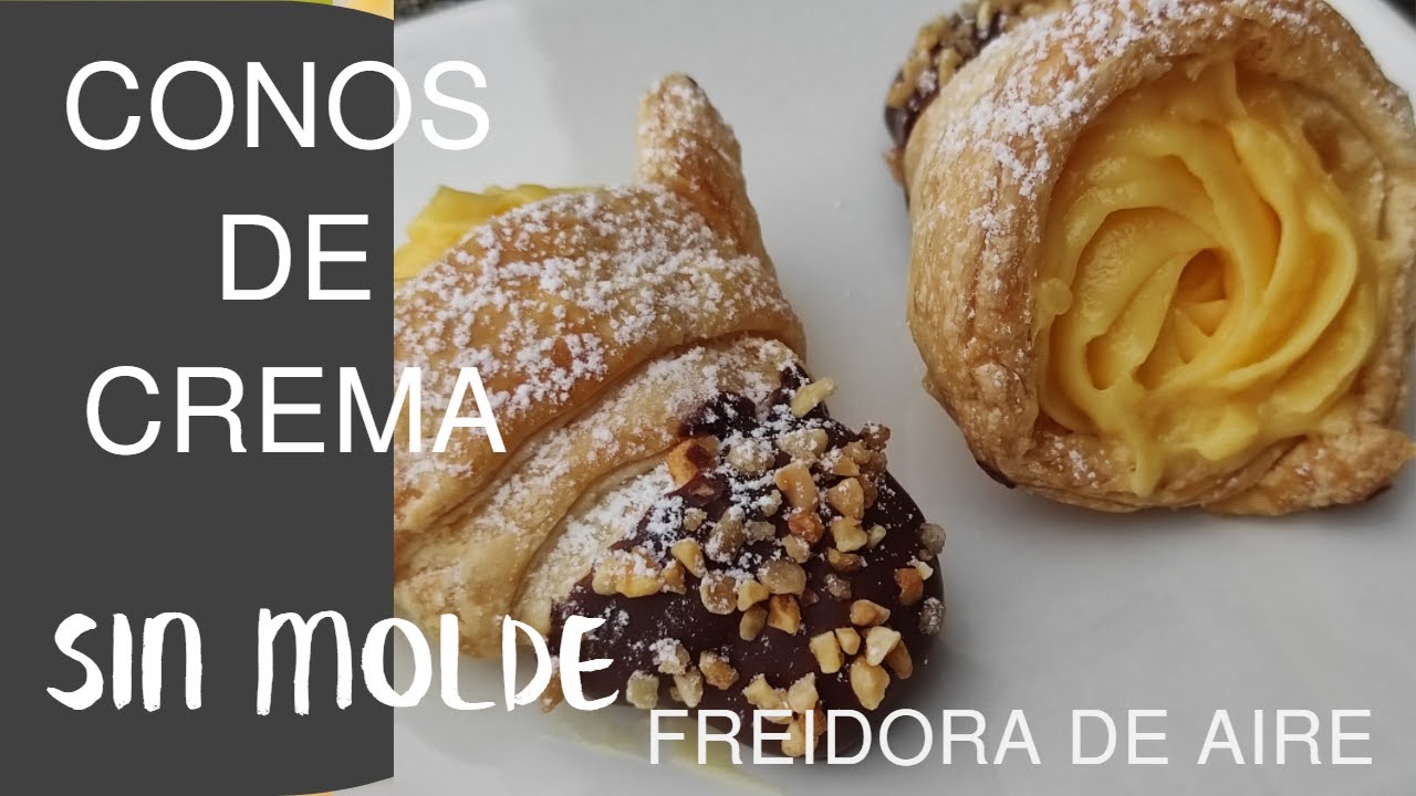 CANUTILLOS de crema o conos en FREIDORA DE AIRE SIN MOLDE !! Sin conos | Postres en AIRFRYER