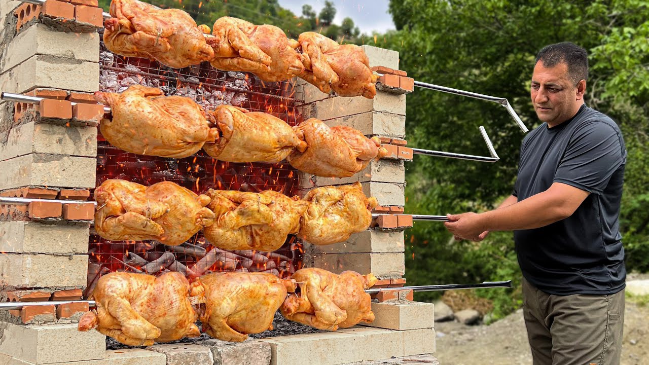 ¡Cocinamos Jugoso Pollo En una parrillada única! La vida en las montañas de Azerbaiyán