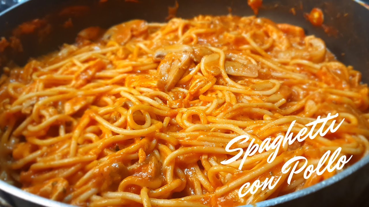 Como hacer Spaghetti con Pollo y Champiñones, riquísimo!!! Video #203