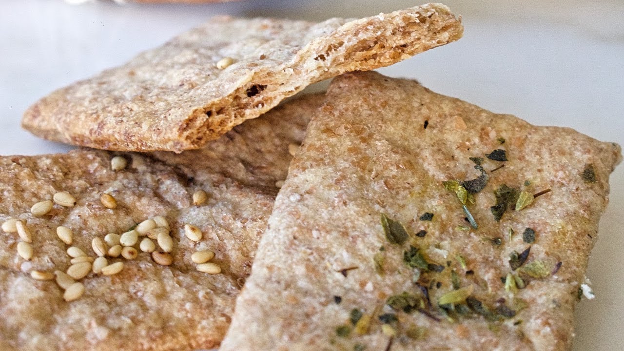 Crackers integrales de espelta ⏱ ¡¡En 15 minutos!! haces esta Receta de Galletas integrales saladas