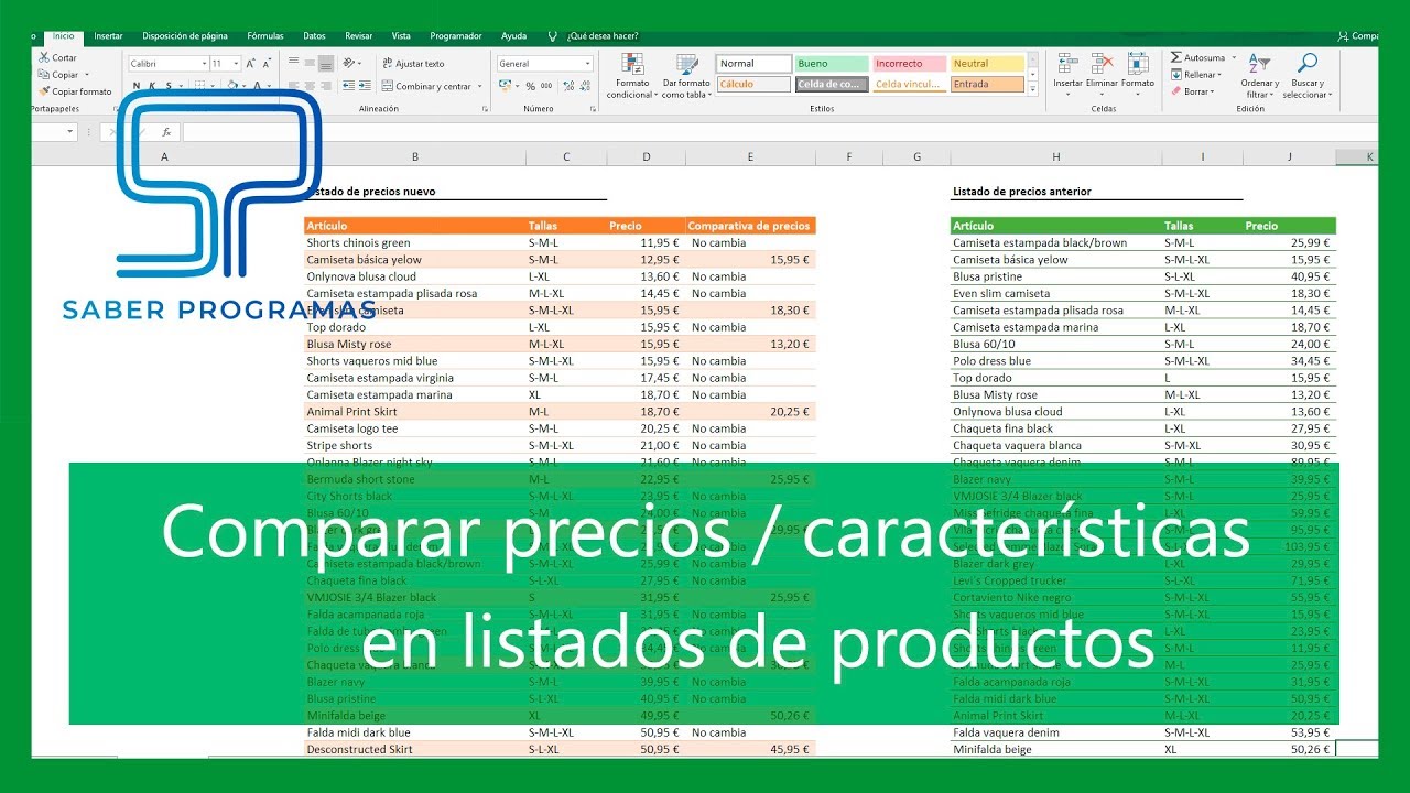 Excel | Comparar precios de productos en Excel. Comparar precios de proveedores. Español HD