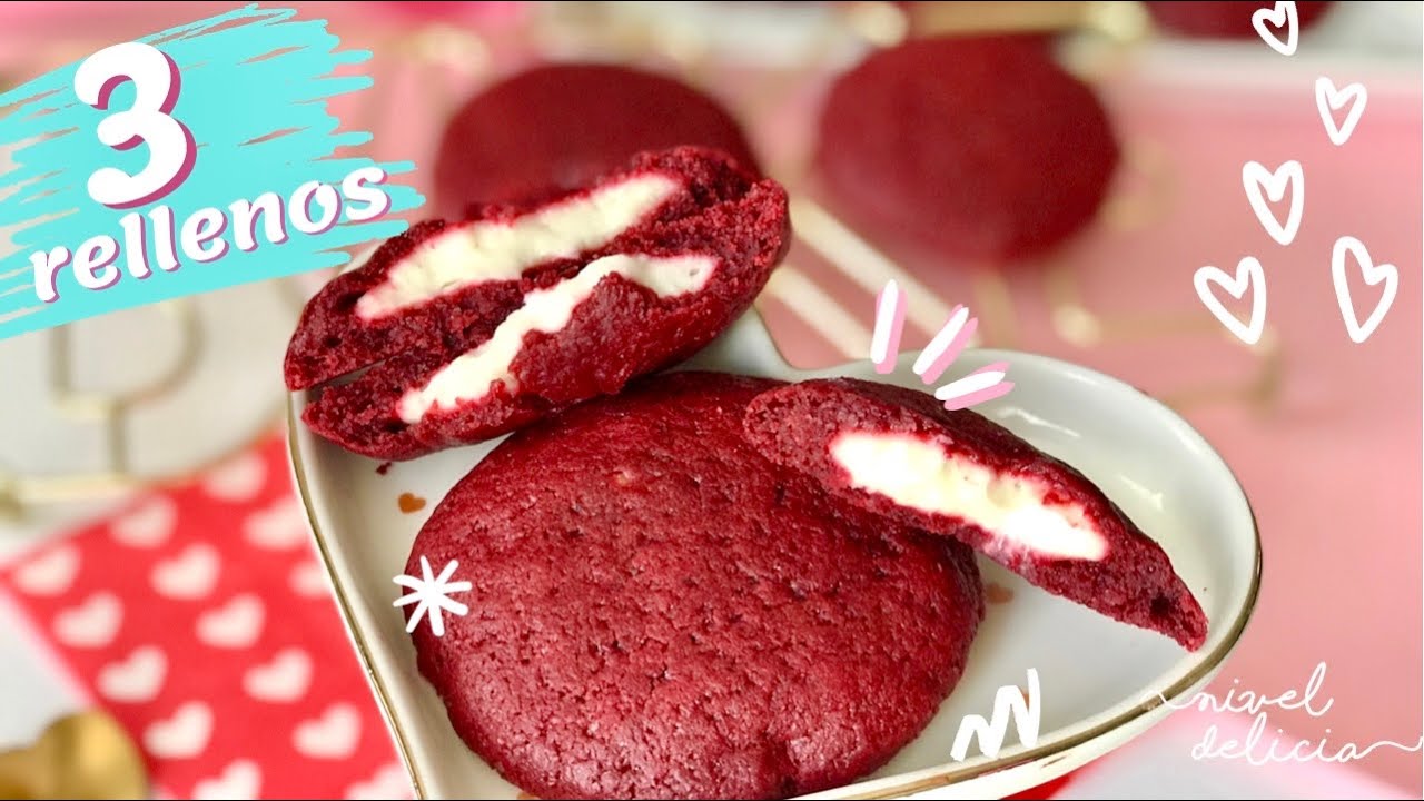 🍪🔴 GALLETAS de red velvet RELLENAS de QUESO CREMA 🍪🔴 RED VELVET cookies con 3 DIFERENTES OPCIONES