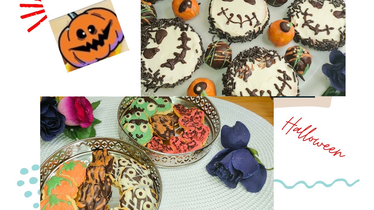 galletas para Halloween/mini tartas y bolitas de calabaza y chocolate fáciles/easy pumpkin recipes🎃