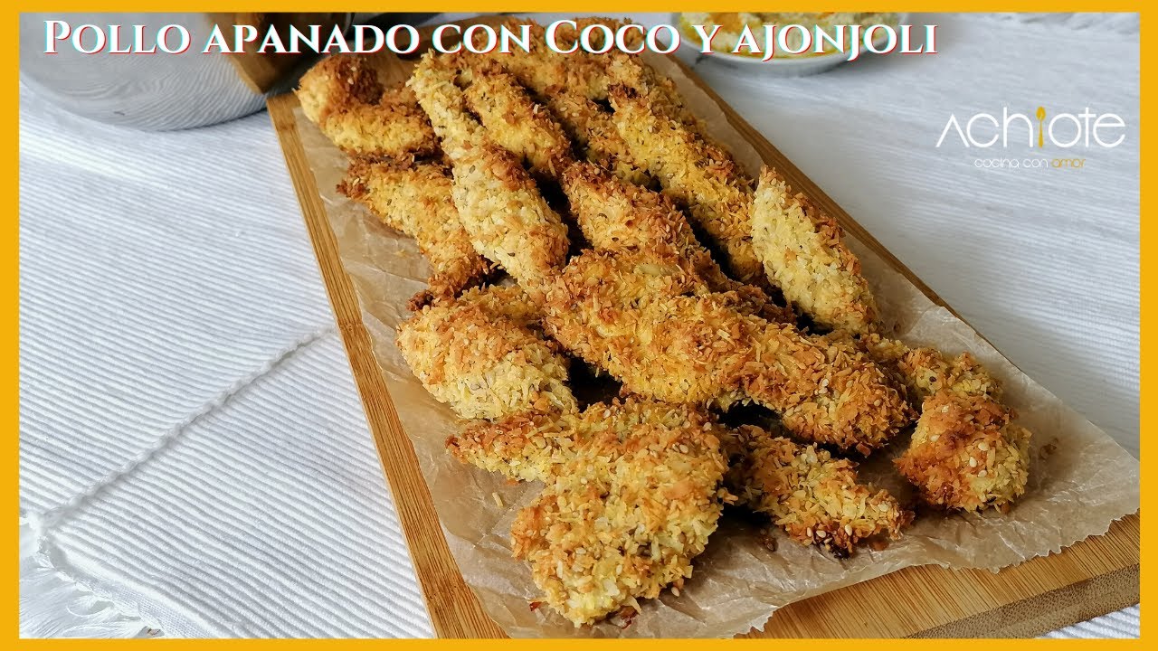 POLLO APANADO con COCO y AJONJOLÍ | SIN freír y SIN Harinas | TIRITAS Pollo crocantes y deliciosas