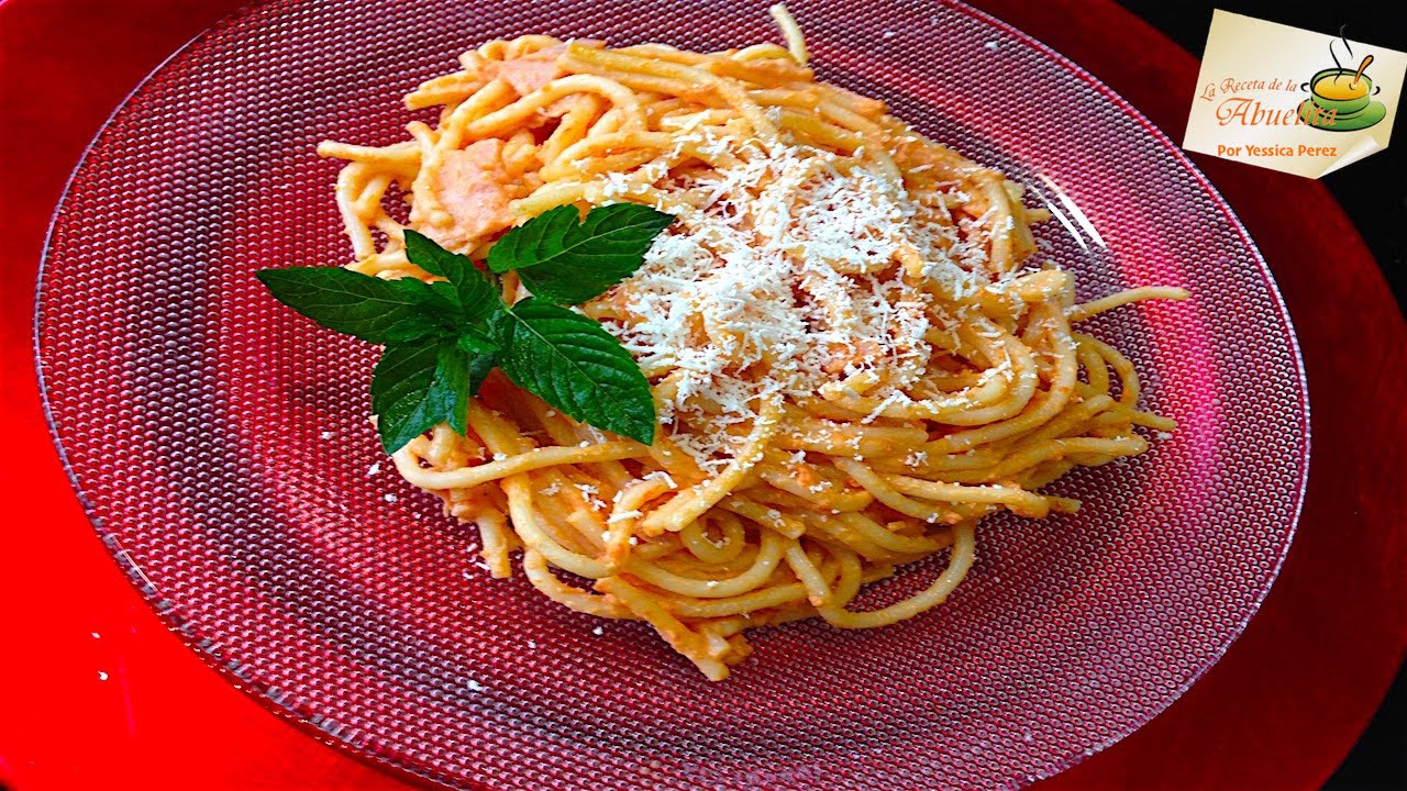 Receta de Espagueti rojo con jamón y crema a los niños les encanta