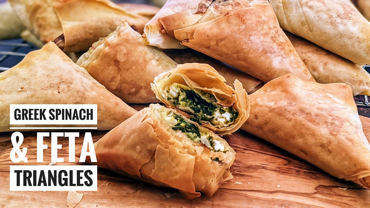 Spinach and Feta Cheese Triangles Recipe | Greek Spanakopitakia
