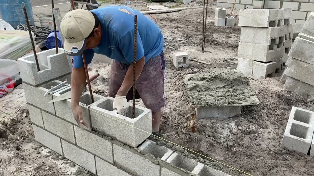 Técnicas para pegar bloque de cemento muy rápido ￼