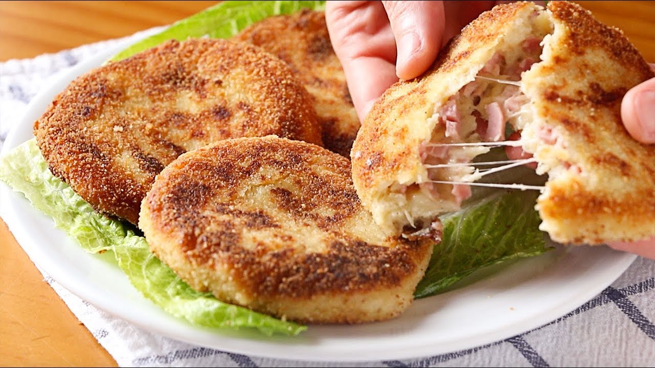 Tortitas de patata con jamón y queso - Recetas de cocina casera y fácil