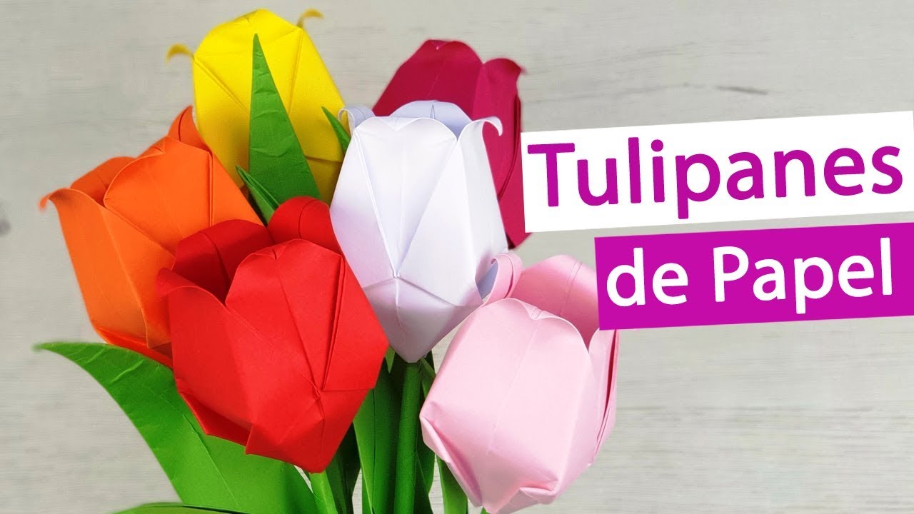 🌷 Tulipán de papel fácil y bonito – Flores de papel fáciles de hacer