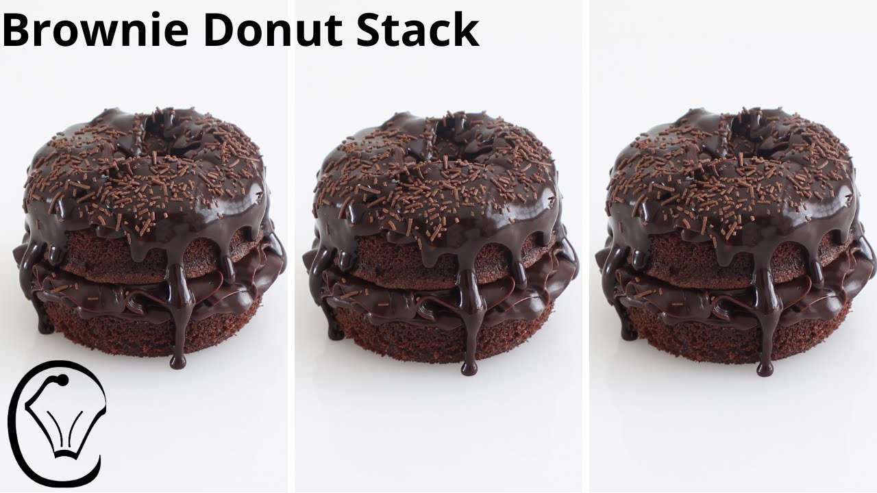 Brownie Donut Stack Servir al horno Relleno de trufa de chocolate caliente o frío