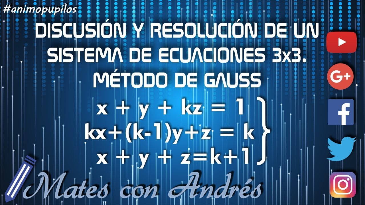 Discutir y resolver un sistema de ecuaciones 3x3 con parámetro. Método de Gauss 01