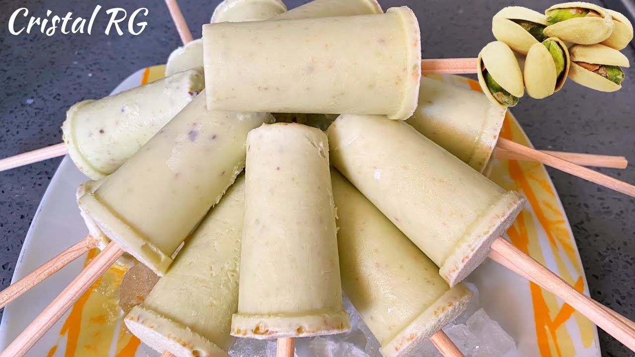 Paletas heladas cremosas de pistachos