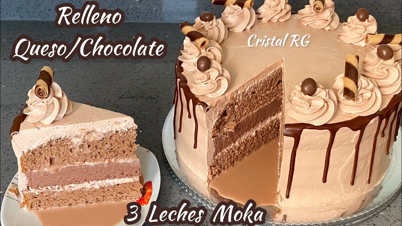 Pastel Moka de tres leches relleno de chocolate-Queso(Regalo para el día de los padres)