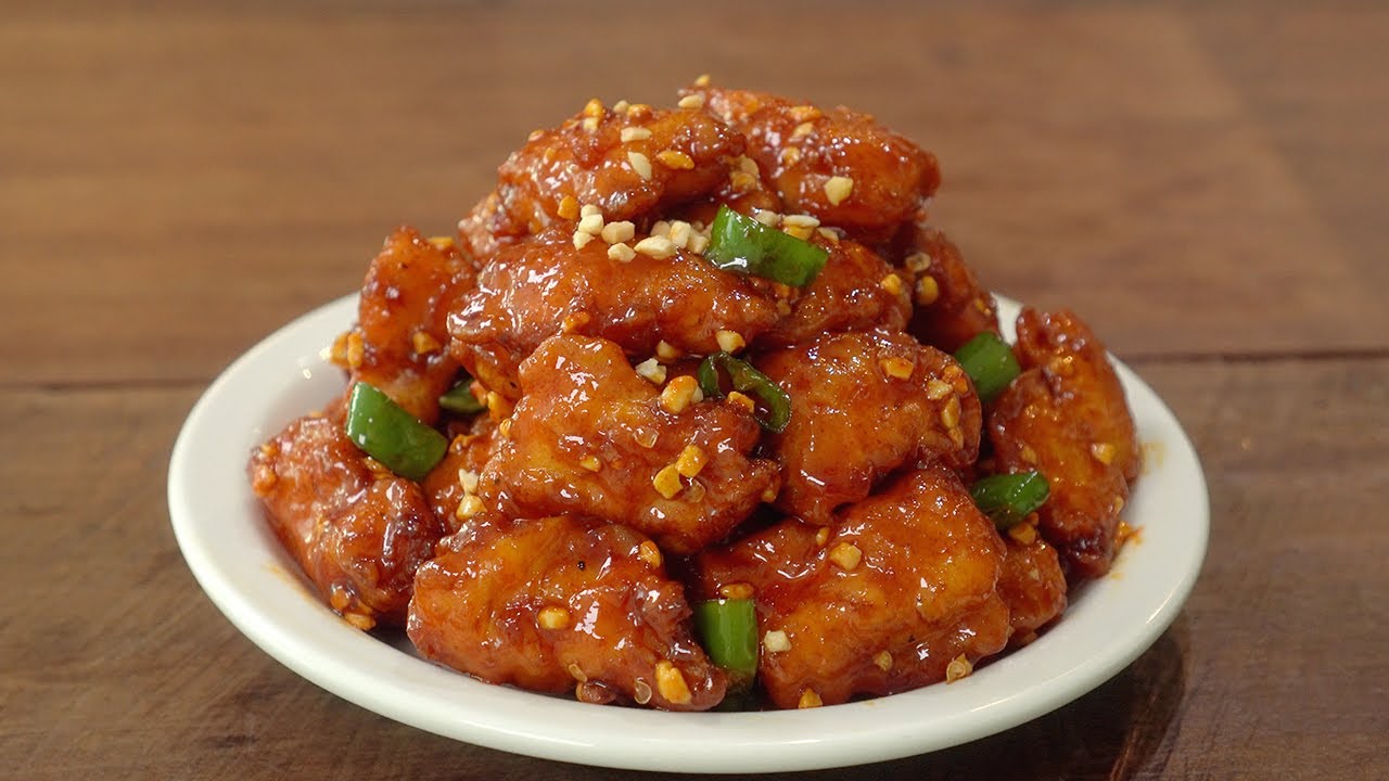 Pollo coreano dulce y picante:: Las mejores recetas de pollo coreano:: pollo solomillo crujiente