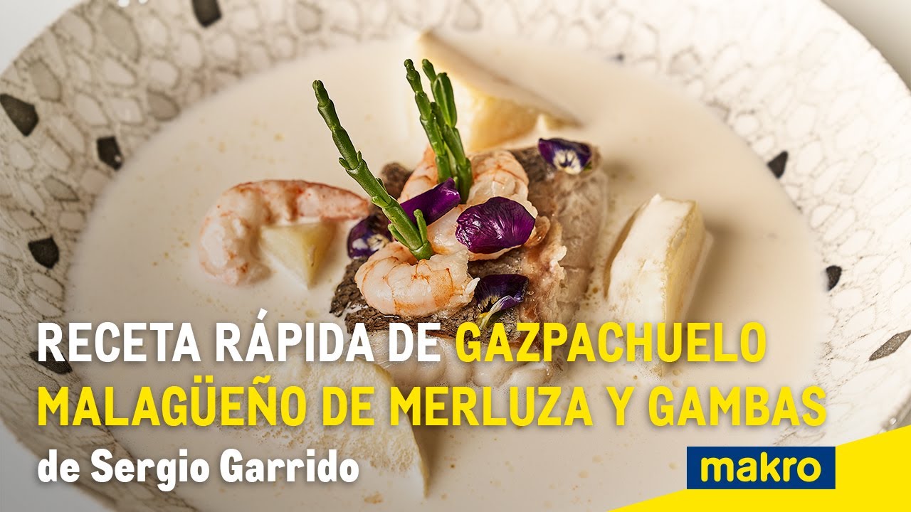 Receta rápida de gazpachuelo malagüeño de merluza y gambas de Sergio Garrido