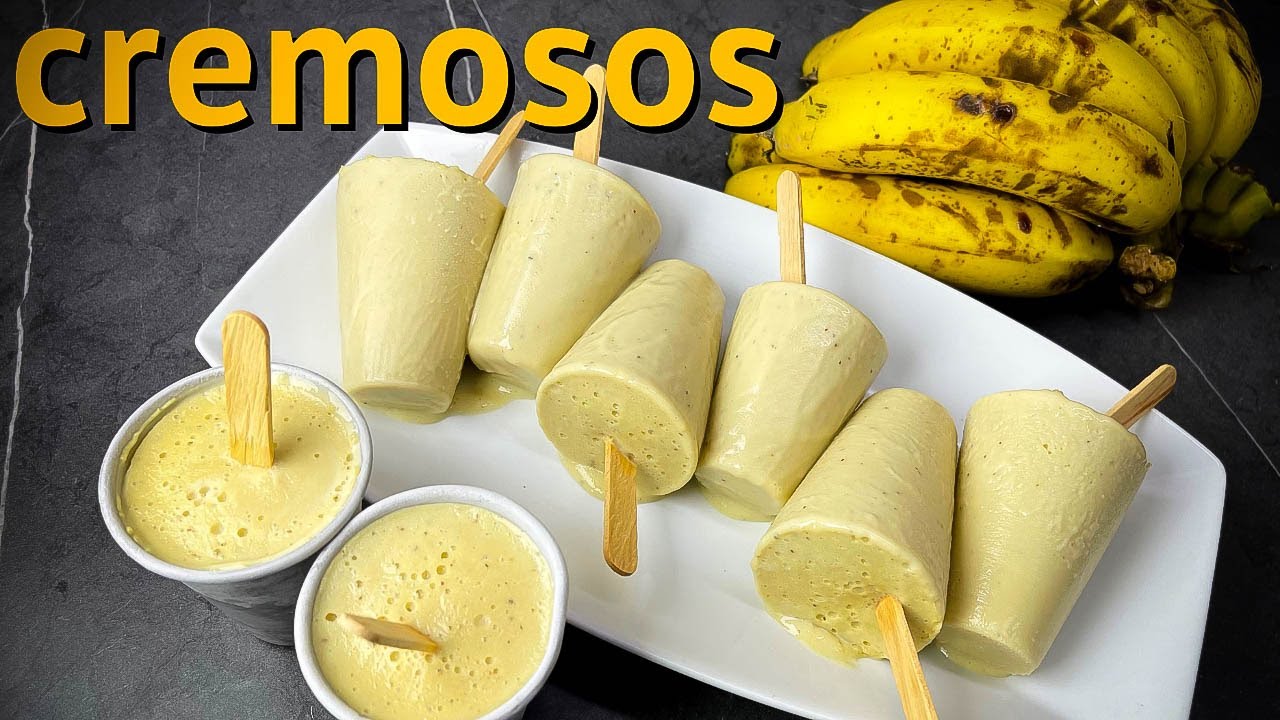 ¿se ANTOJAN de estos DELICIOSOS Helados Cremosos de BANANO? - como hacer helados cremosos caseros