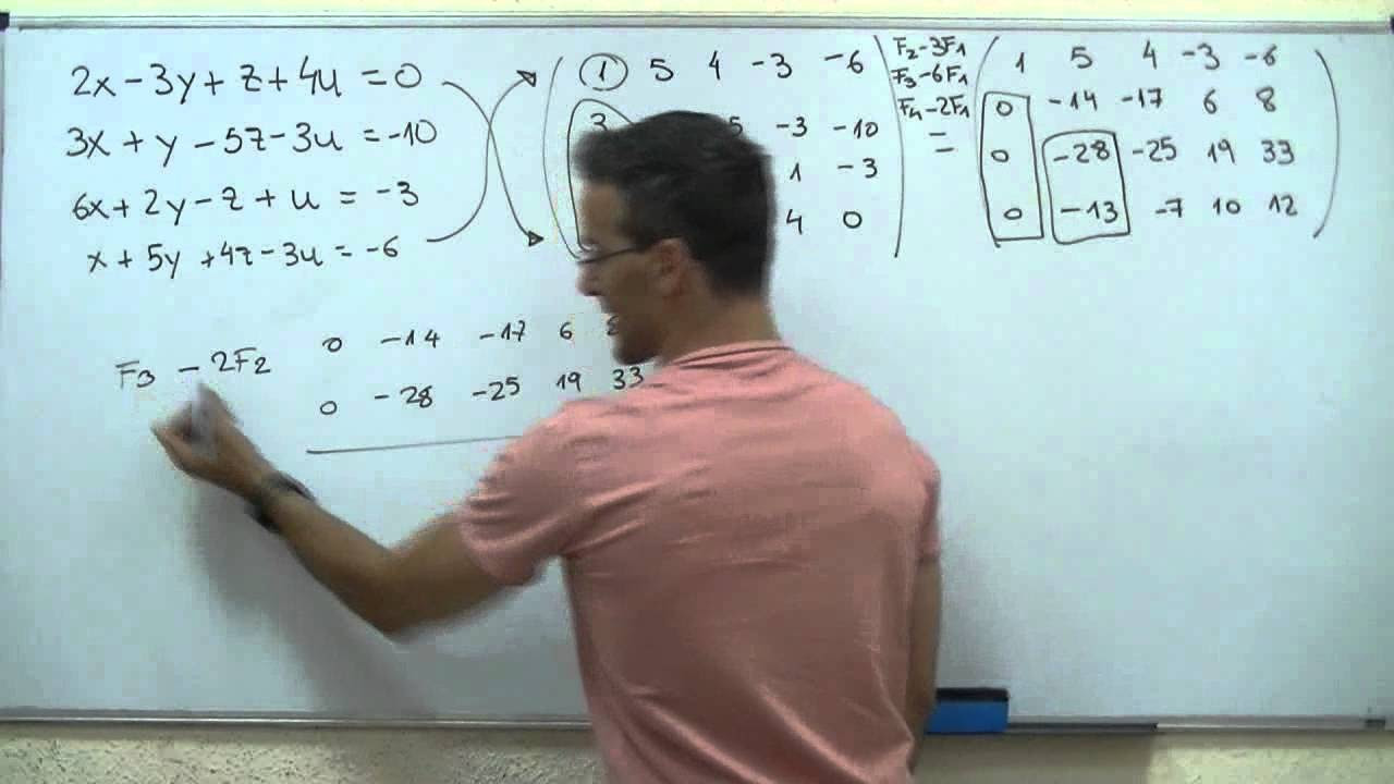 Sistema de ecuaciones con 4 incognitas Reduccion GAUSS BACHILLERATO matematicas cuatro