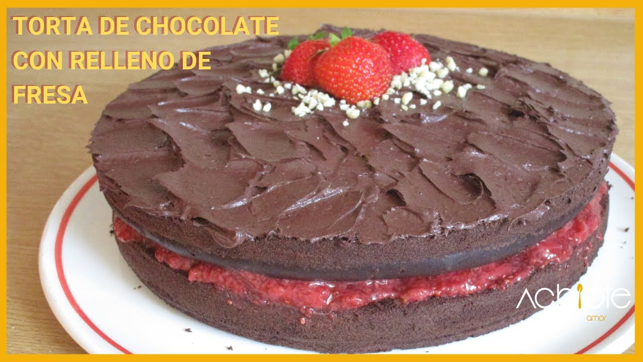 TORTA DE CHOCOLATE con relleno de FRESA | Una torta para Cumpleaños casera que les encantará