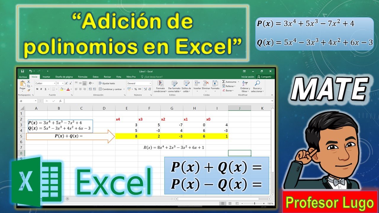 Adición de polinomios en Excel