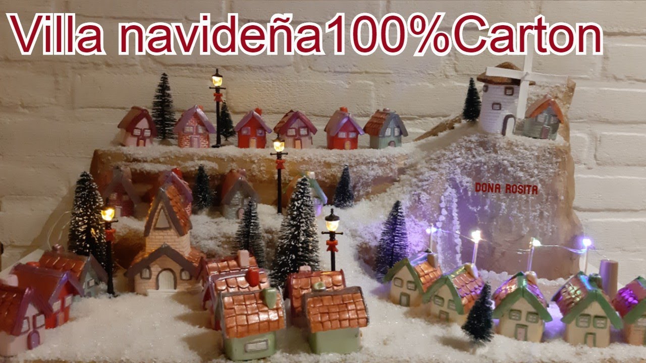 CASITAS DE NAVIDAD / Villa navideña hecha con 100 % CARTON Manualidades de navidad economicas