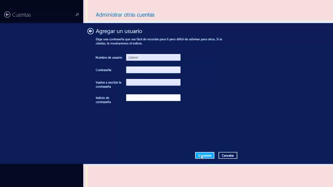 Crear Cuenta de Usuario en Windows 8.1