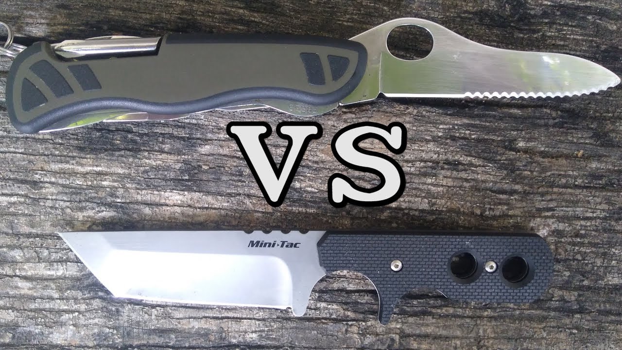 NAVAJA VS NECK KNIFE - FOLDING KNIFE VS NECK KNIFE - Victorinox Soldier vs Cold Stell Mini tac
