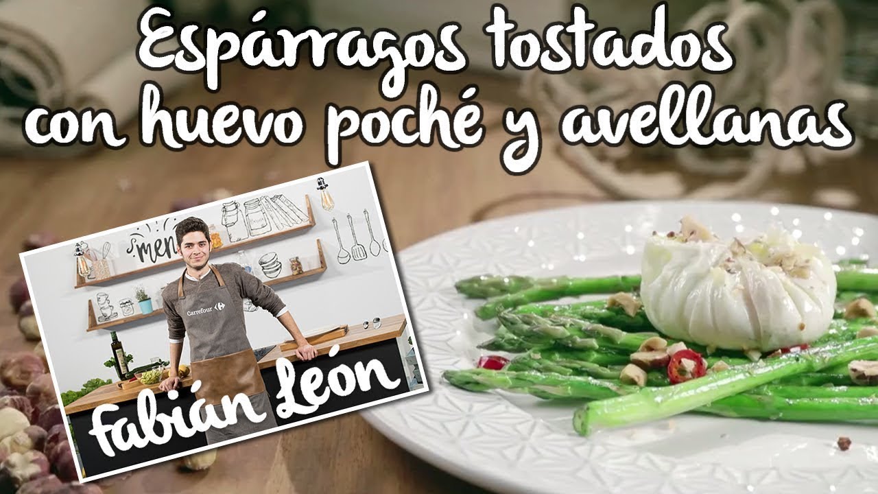 Recetas de Fabián León: Espárragos tostados con huevo poché y avellanas