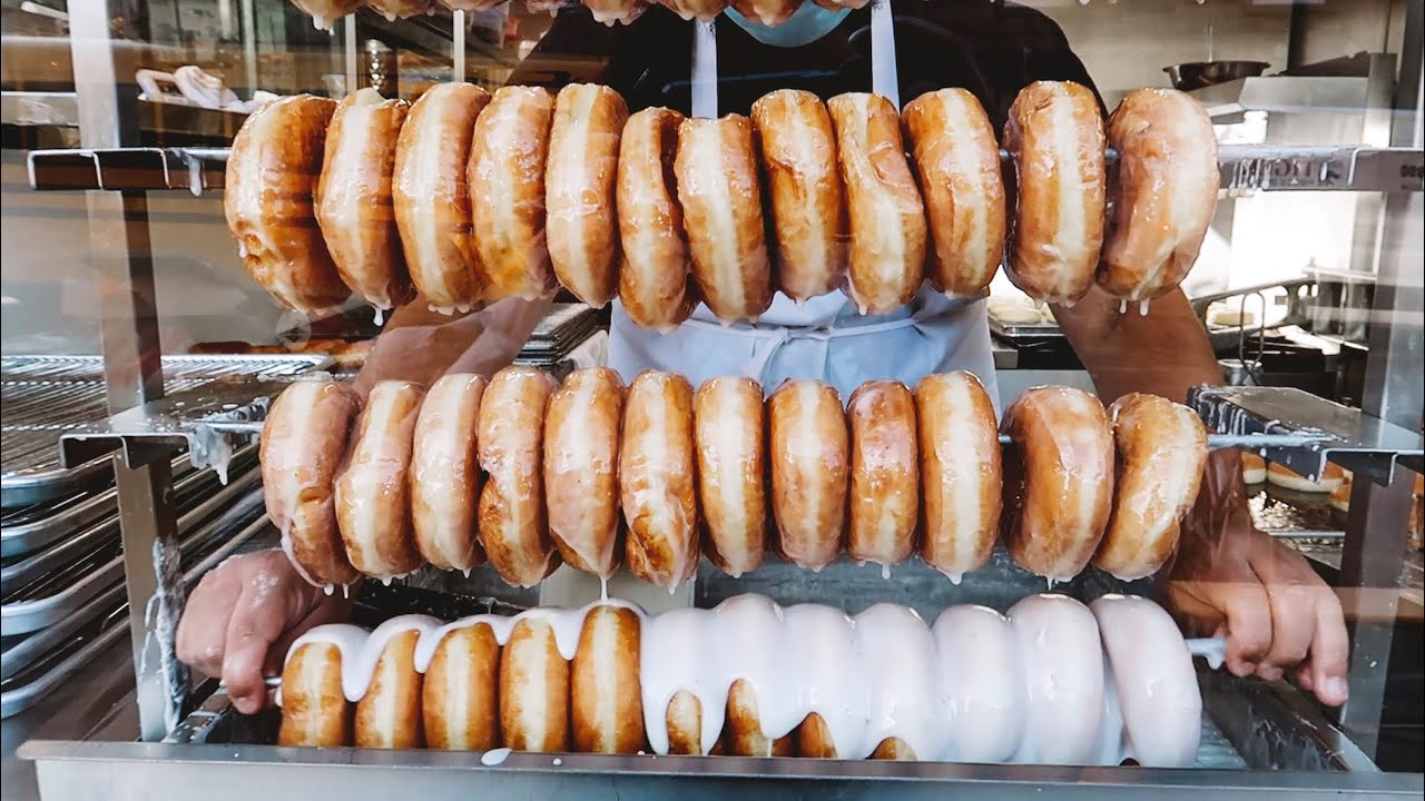 This shop makes 500 donuts by hand everyday - delicious desserts (no talking)